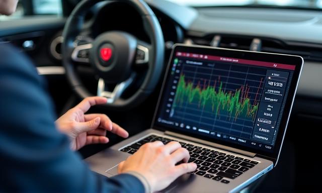 Técnico a realizar reprogramação de centralina num carro desportivo