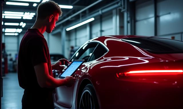 Mecânico especializado a ajustar motor de alta performance